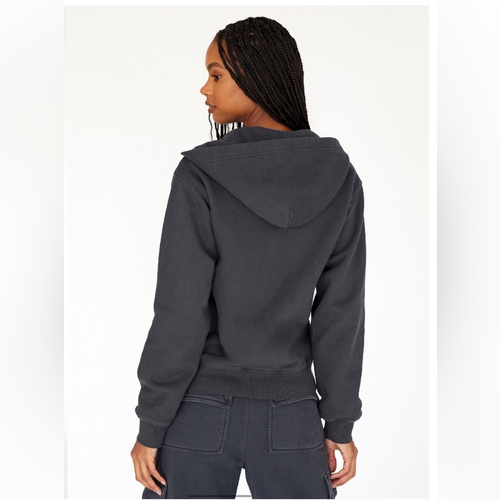 TNA Cozy Fleece Perfect Zip Hoodie Sweatshirt in Gd Black Onyx - Picture 2 of 6